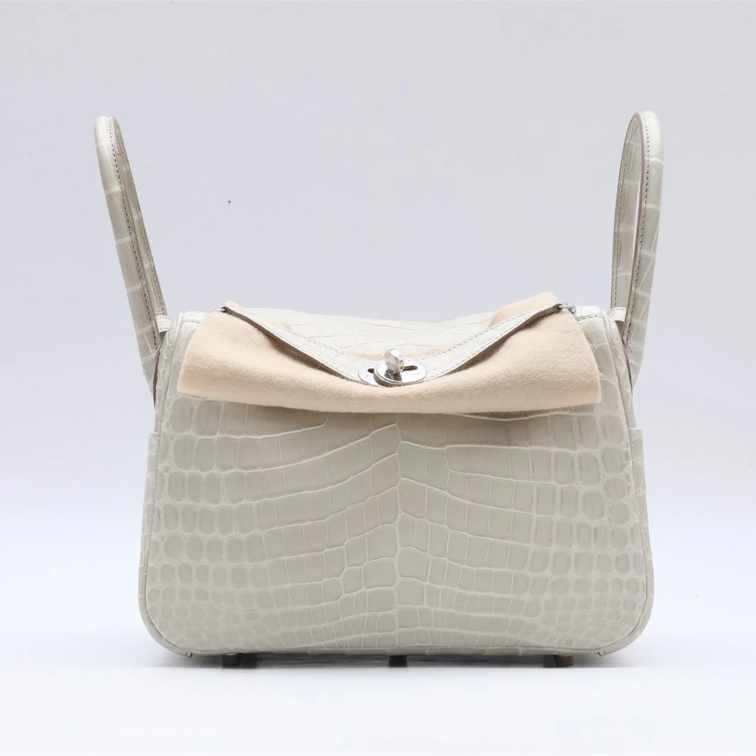 99新 Hermes/爱马仕 小花璐璐P234347436 Lindy26冰川白两点鳄 X