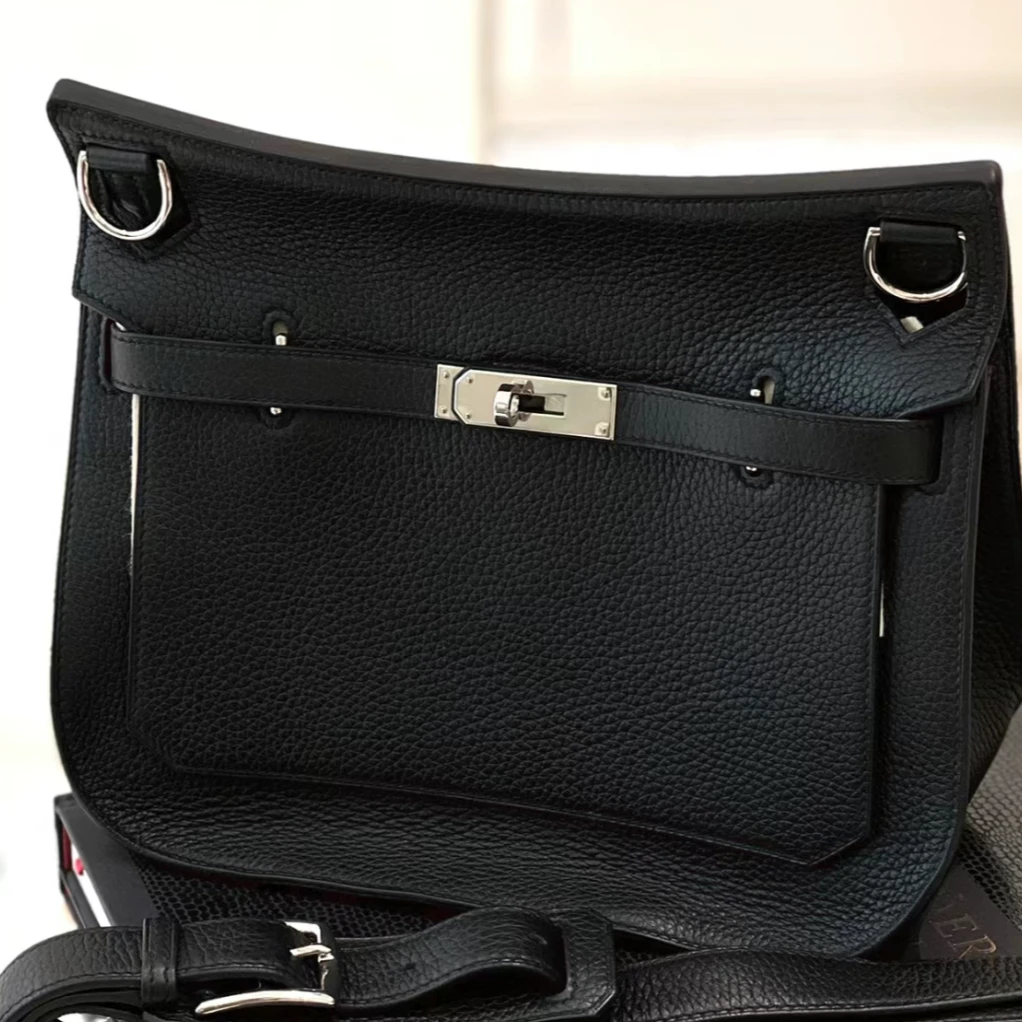 95新 Hermes/爱马仕 jf-590 小花Jerry 吉普赛 黑银 单肩包