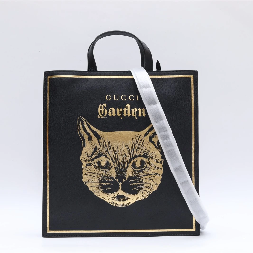 99新 GUCCI/古驰 小花柳 托特 36 博物馆系列猫咪图