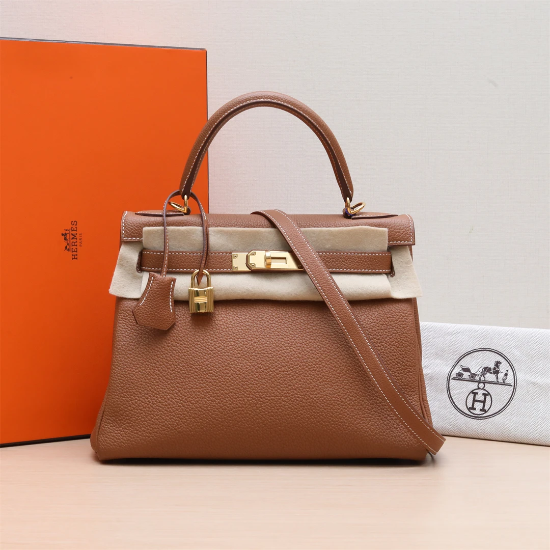 95新 Hermes/爱马仕 小花璐璐特P223751299 Kelly28 金棕 Y刻 包