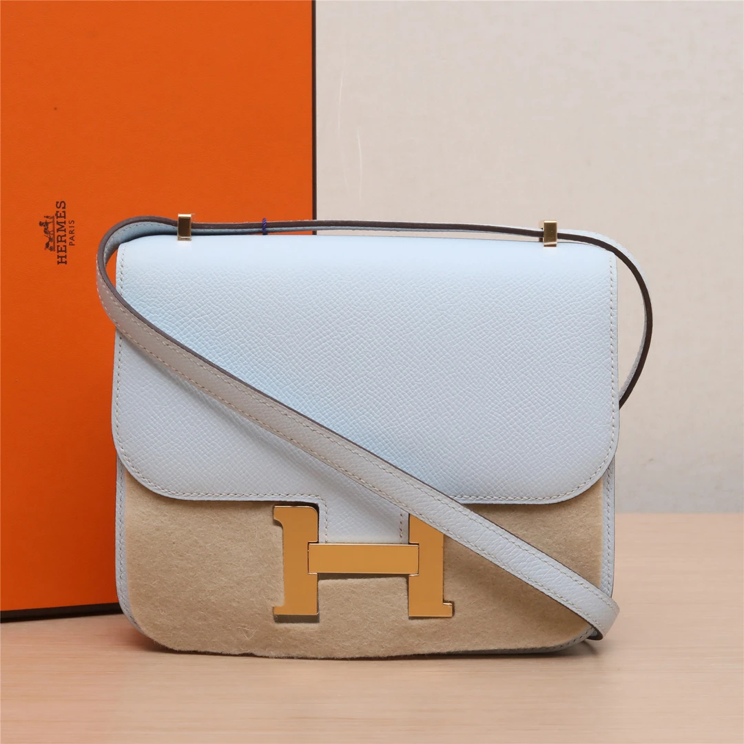 95新 Hermes/爱马仕 小花璐璐特P203753444 康康19 雾霾藍 Y刻