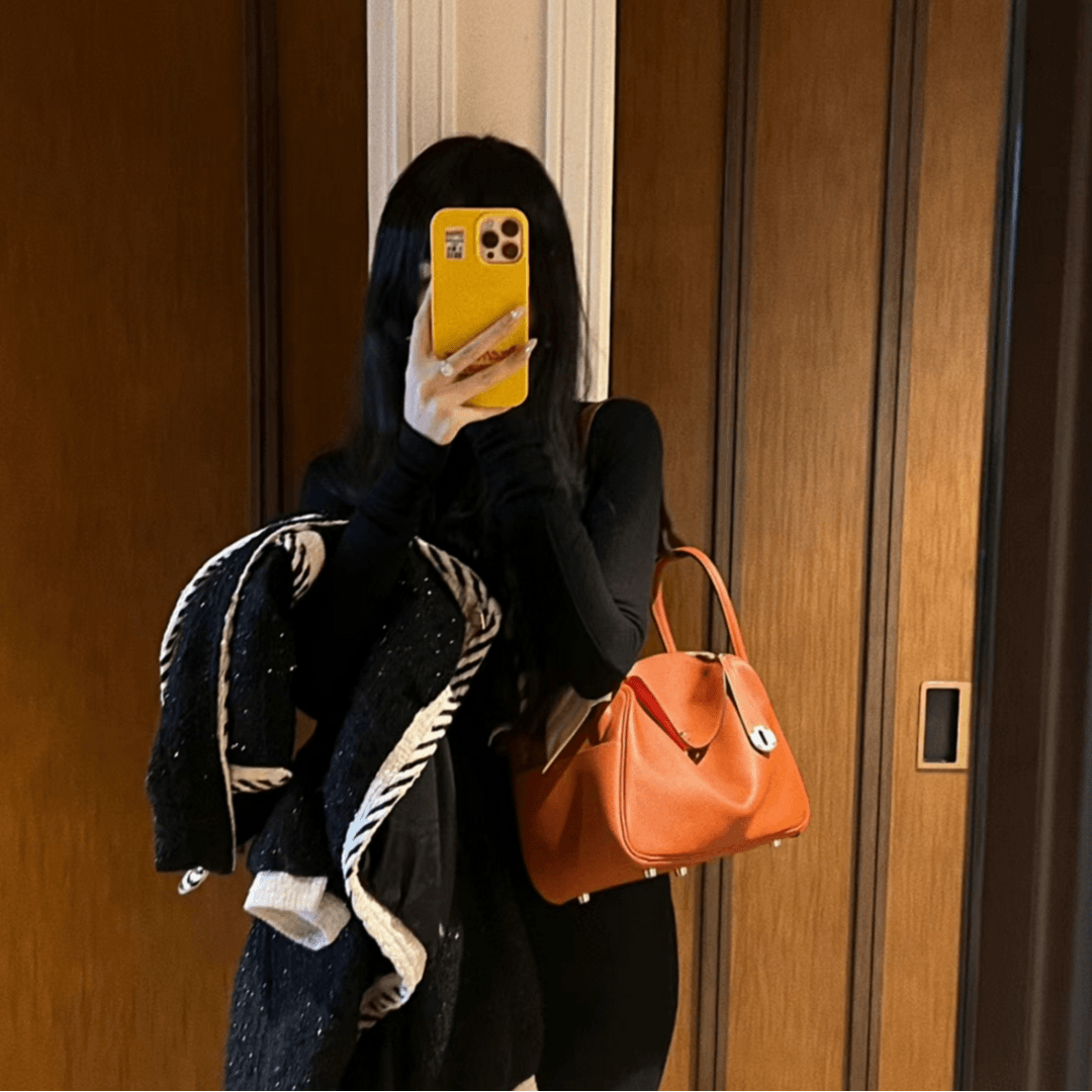 99新 Hermes/爱马仕 小花Jerry P224296054 单肩包30爱马仕橙 框Q