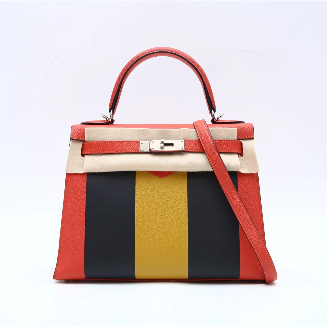 99新 Hermes/爱马仕 小花Jerry P224621253手提包 28 粉拼黄拼蓝