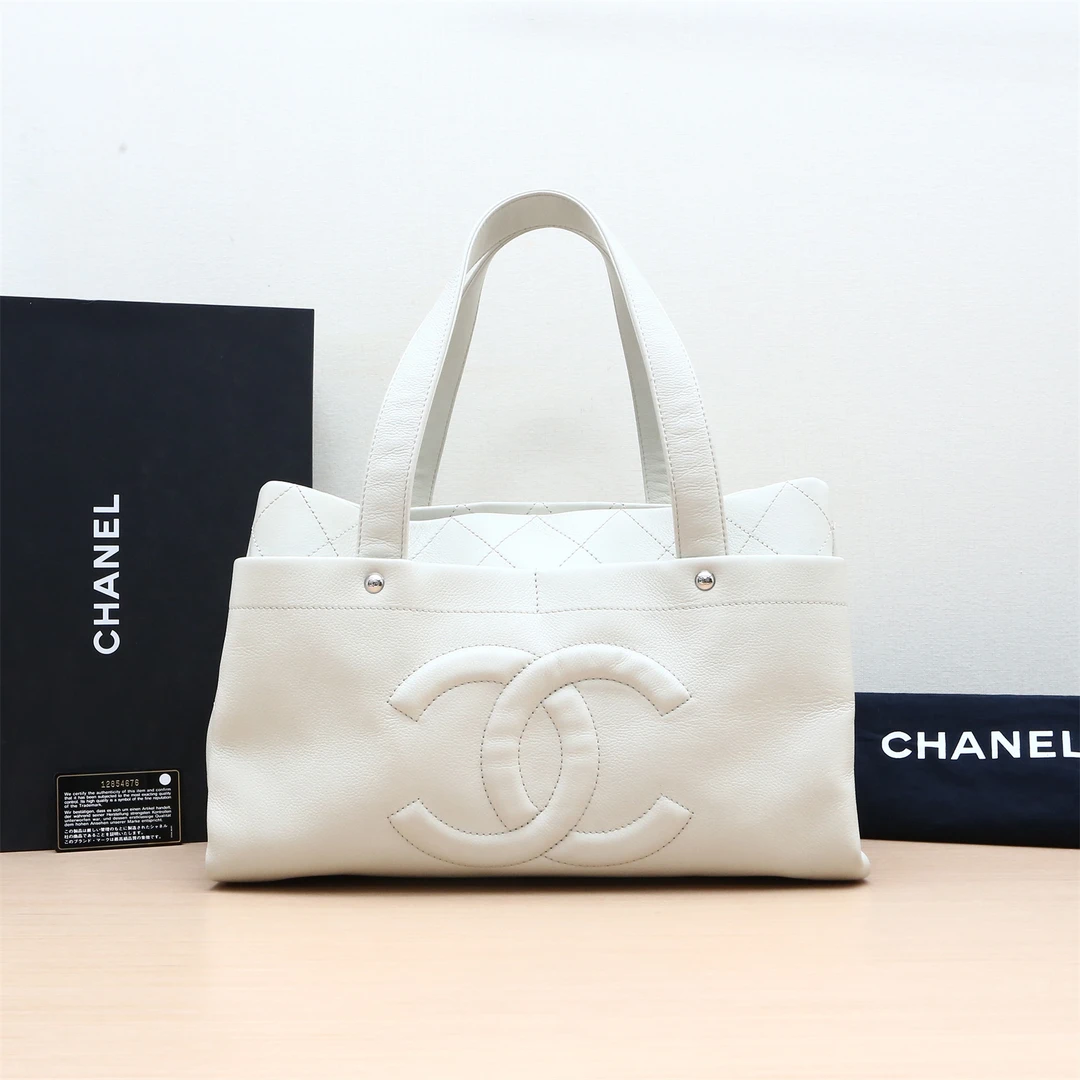 95新 Chanel/香奈儿 小花璐璐P234347938 手提包 白色 12开 银扣