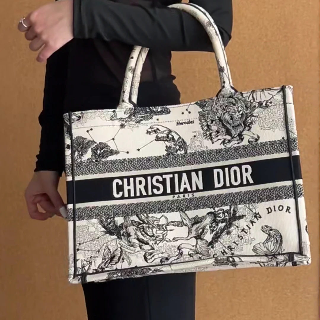 99新 DIOR/迪奥 小花Jerry Book Tote 大号 手提包