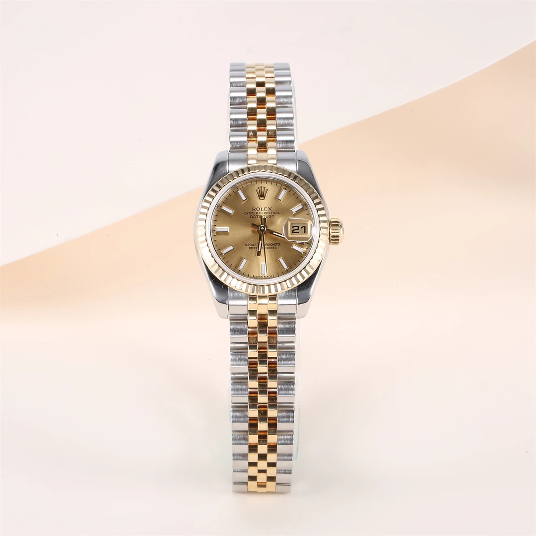 99新 Rolex/劳力士 小花柳 P224829236 女装日志型香槟色腕表
