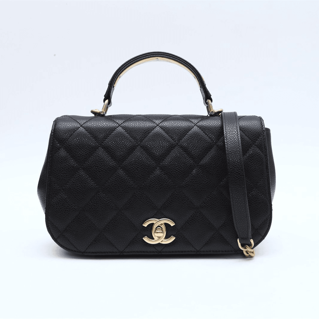 95新 Chanel/香奈儿 小花璐璐P224929952手柄口盖包荔枝皮 24开