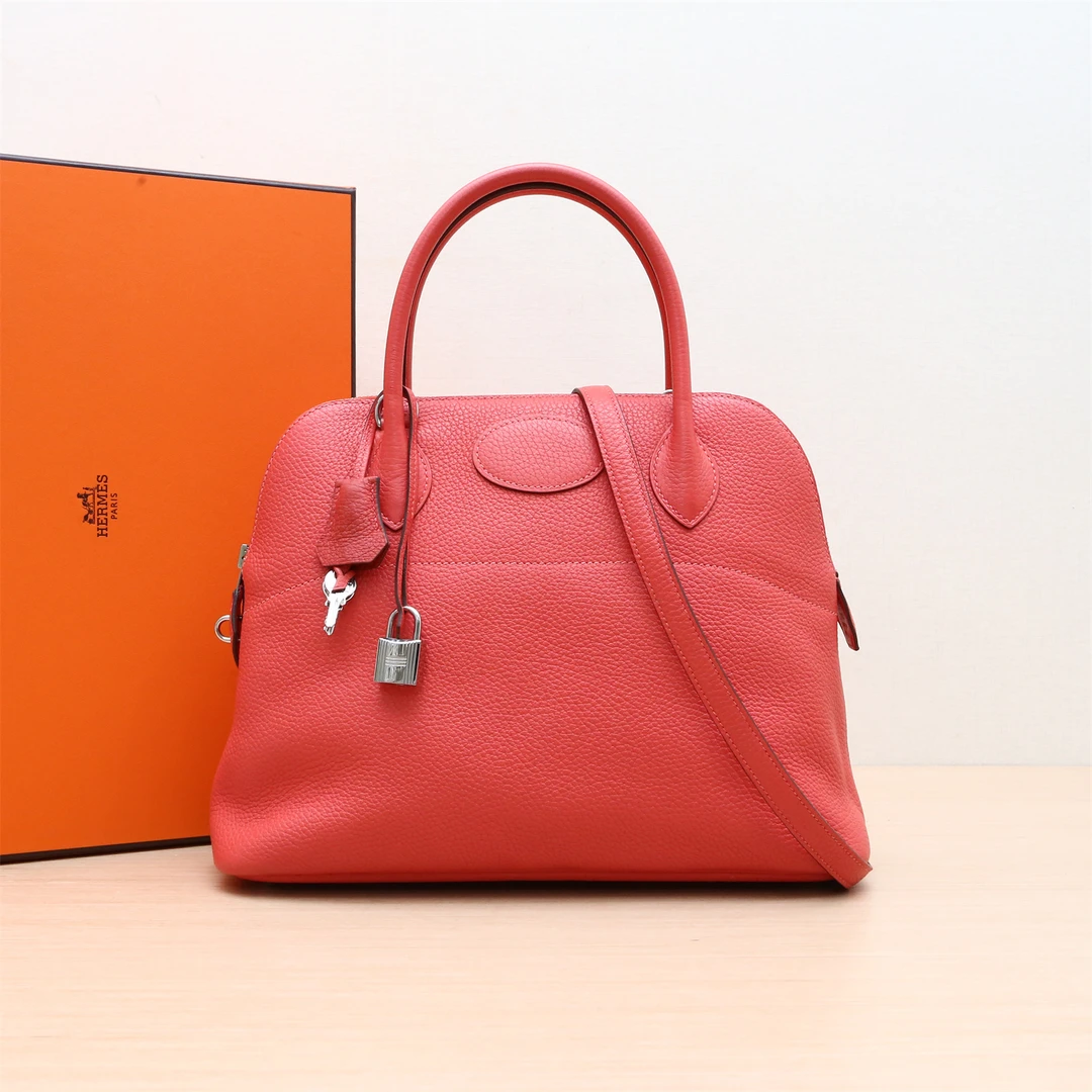 99新 Hermes/爱马仕 小花Jerry P234450879 保龄球包 31 粉T刻包