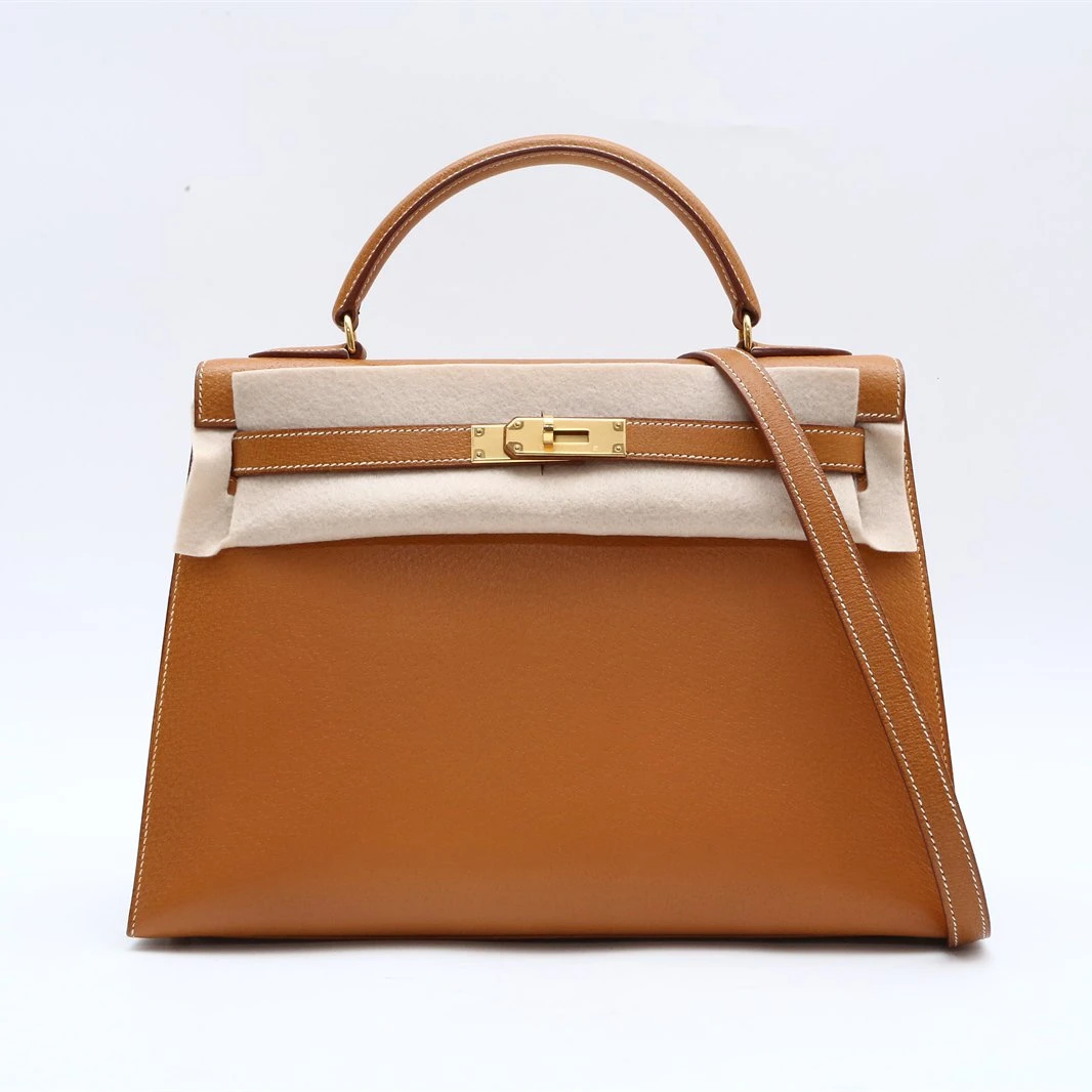 95新 Hermes/爱马仕 小花璐璐P234967681 Kelly32 沙滩金 圈Z 猪