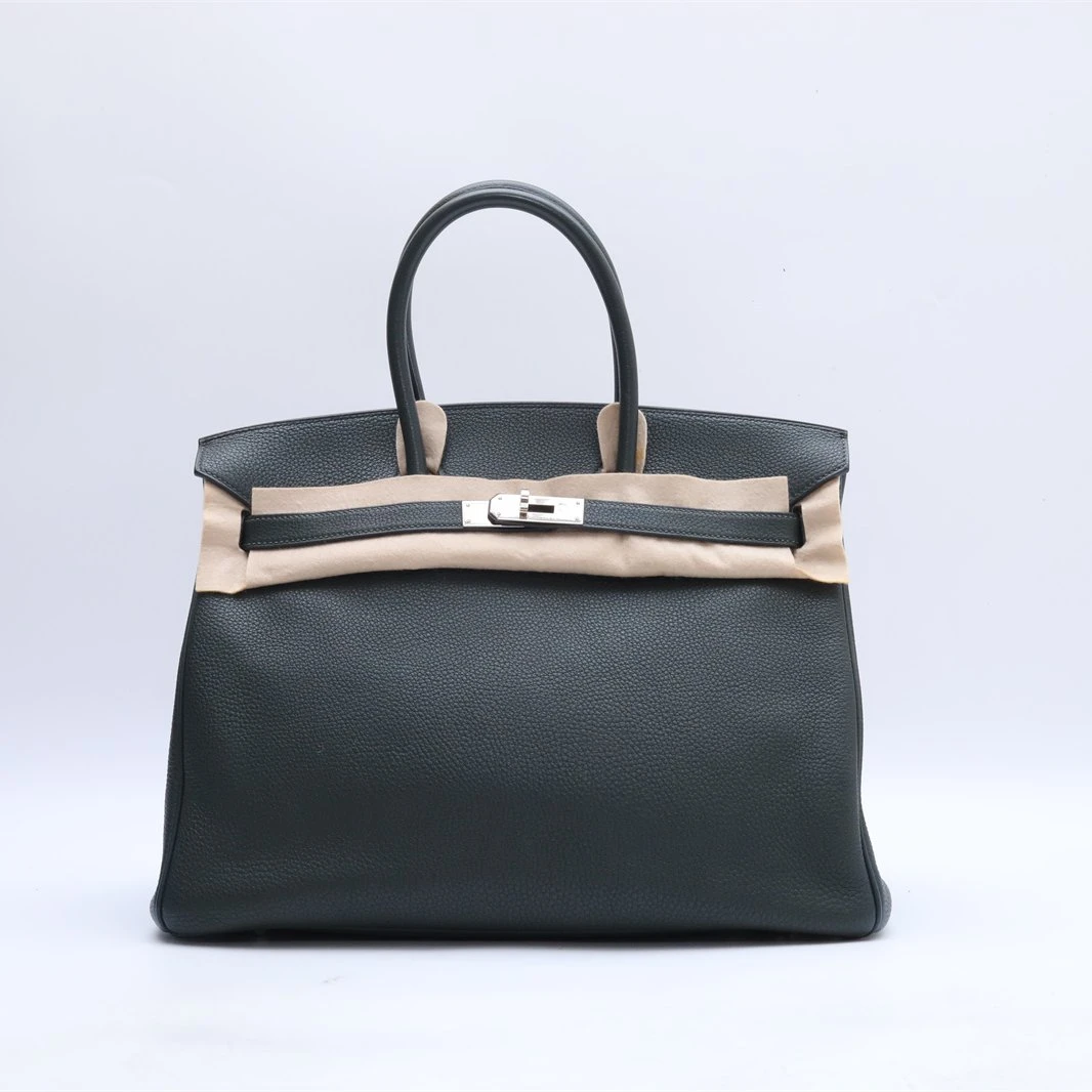 99新 Hermes/爱马仕 小花Jerry Birkin 35 英国绿 Togo皮 框I包