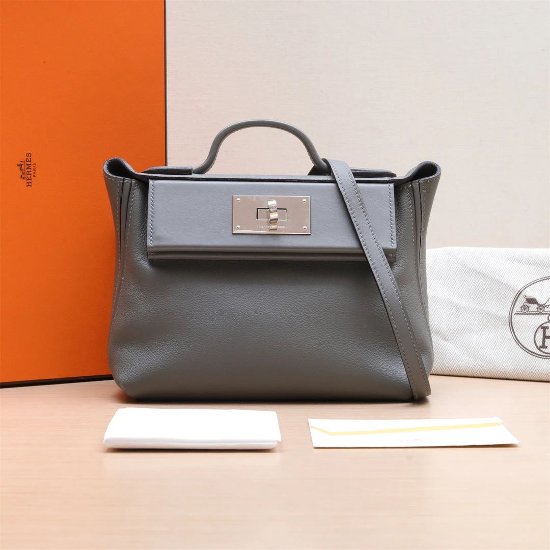 99新 Hermes/爱马仕 小花璐璐P224727140 2424Mini 积雨云灰 U刻