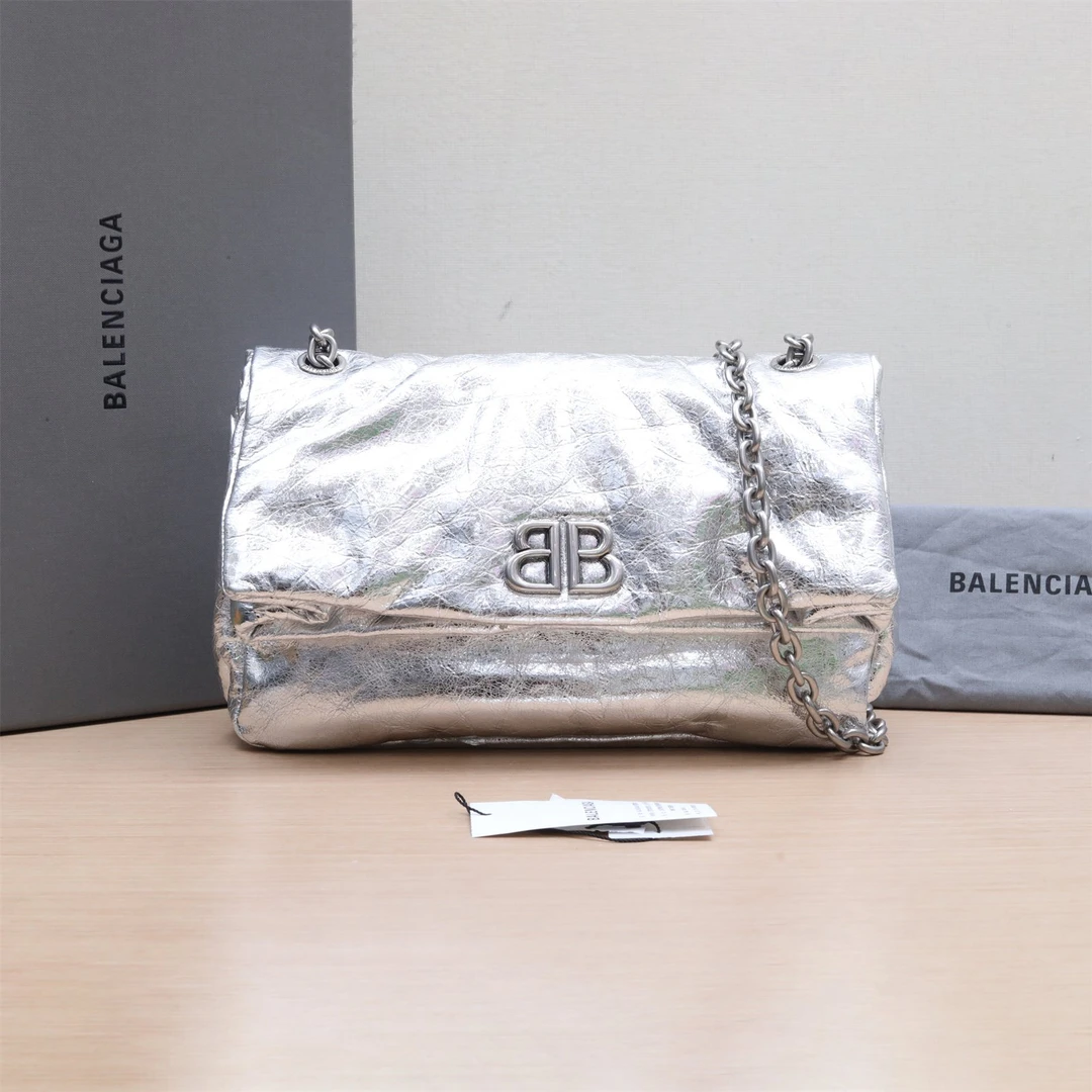 99新 Balenciaga/巴黎世家 小花Jerry P234244002 Monaco 银色BB
