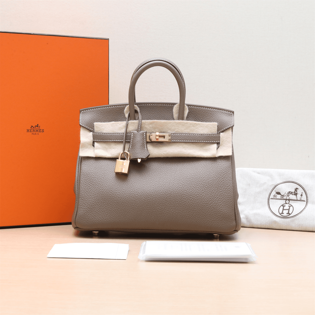 99新 Hermes/爱马仕 小花柳 P224829177 手提包 25 大象灰 B刻