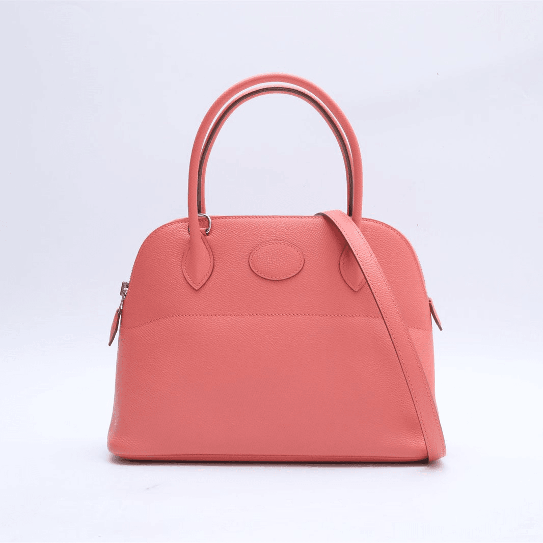99新 Hermes/爱马仕 小花柳 P224727482 保龄球包 27 龙虾粉 框R