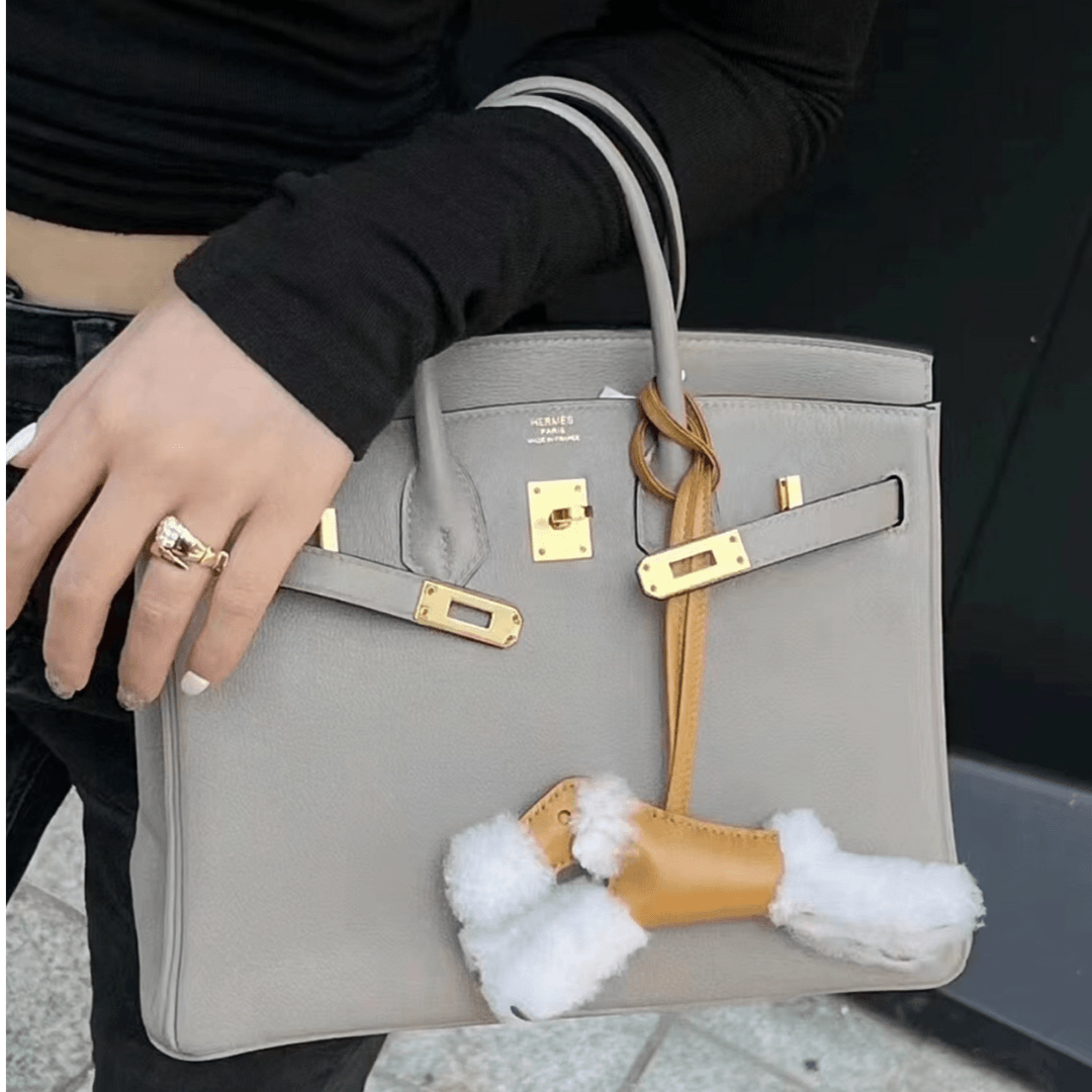 99新 Hermes/爱马仕 小花Jerry 857439 爱马仕包Birkin30银河灰