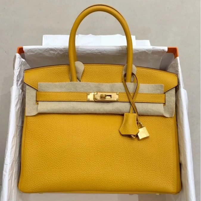 99新 Hermes/爱马仕 全82300 拆1 外 小花柳 手提包 30 琥珀黄