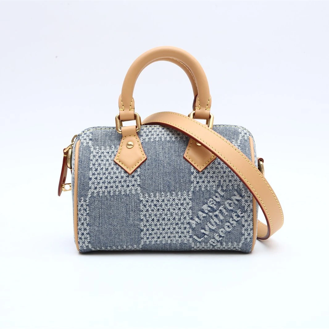 99新 LouisVuitton/路易威登 小花柳 Speedy 丹宁棋盘格 蓝 芯片