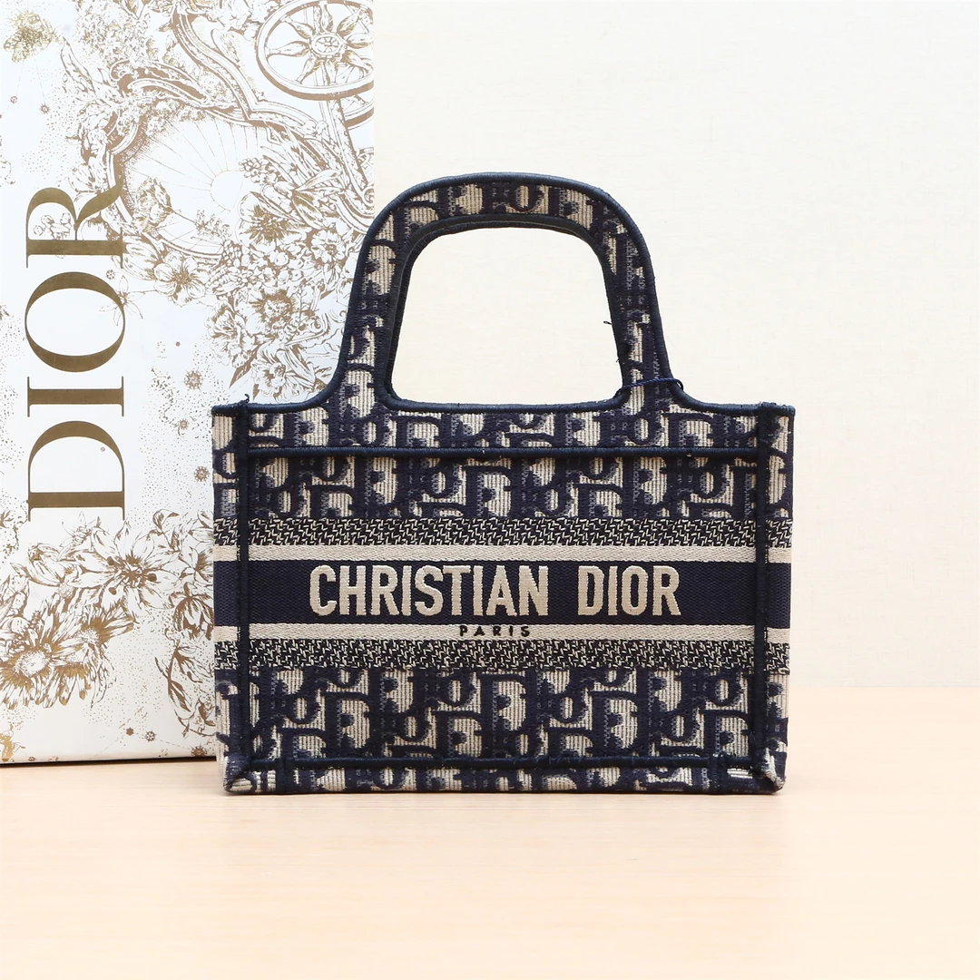 95新 DIOR/迪奥 小花Jerry P234143252 Book Tote 迷你 墨蓝色