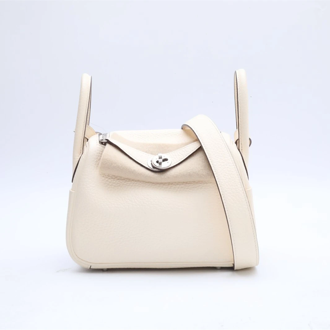 99新 Hermes/爱马仕 小花璐璐P244069242 LindyMini 奶油白 Y刻