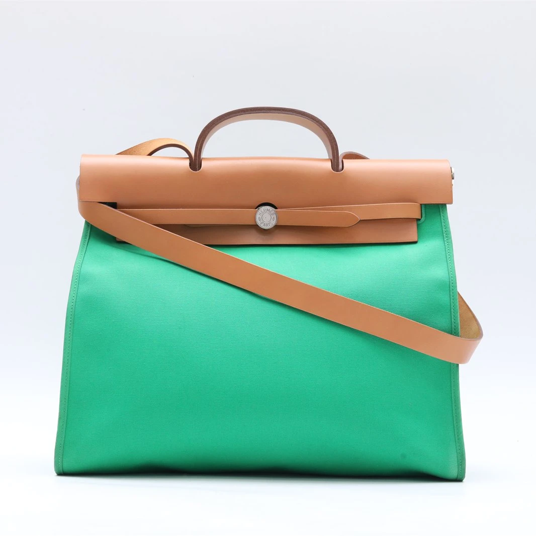 99新 Hermes/爱马仕 小花Jerry P224829570 手提包 39 竹子绿框R