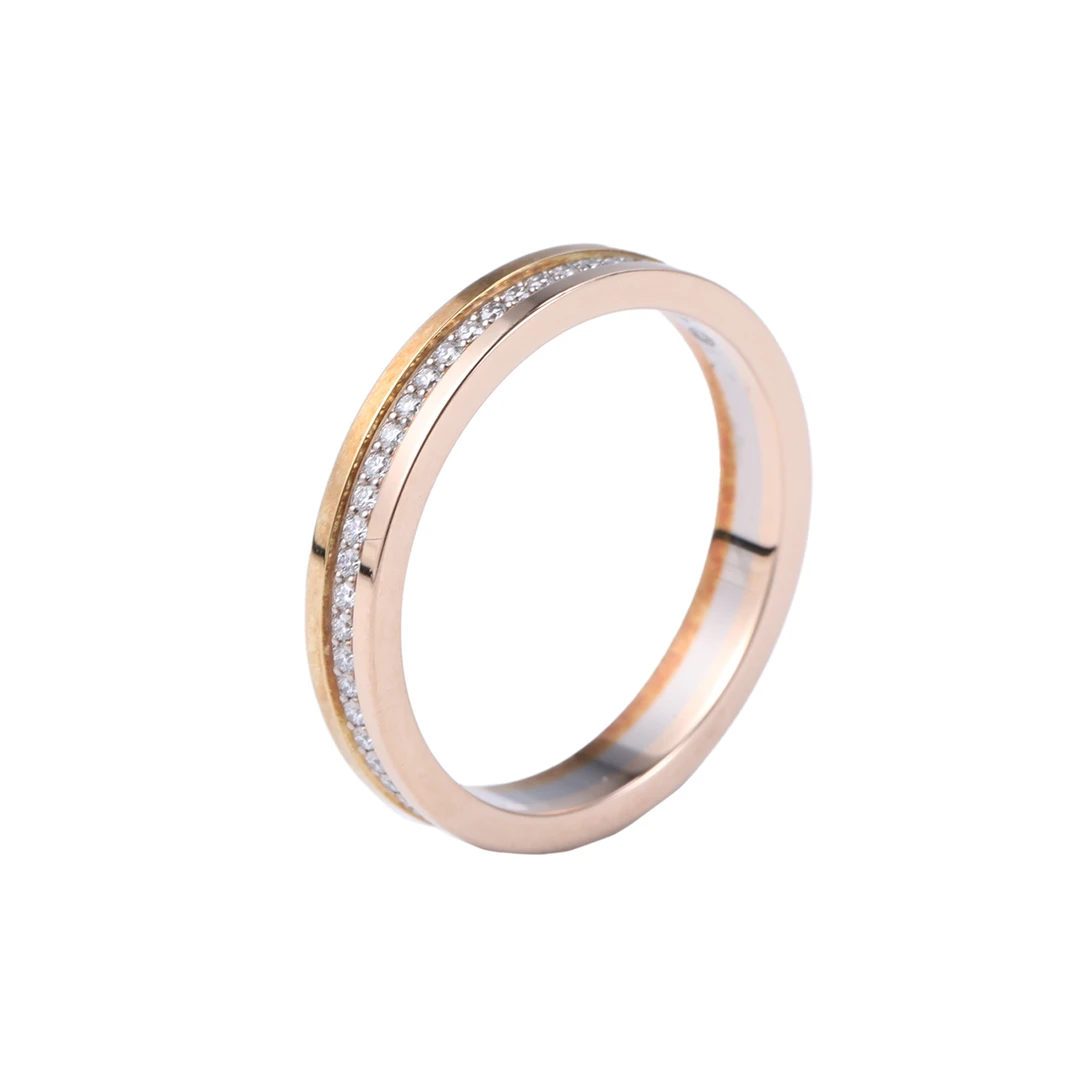 99新 Cartier/卡地亚 小花柳 CARTIER 三色 圈钻 戒指 56