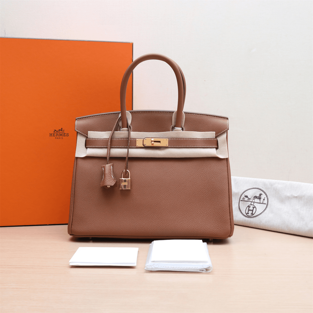 99新 Hermes/爱马仕 小花柳 P224829021 Birkin 30棕色A刻金扣