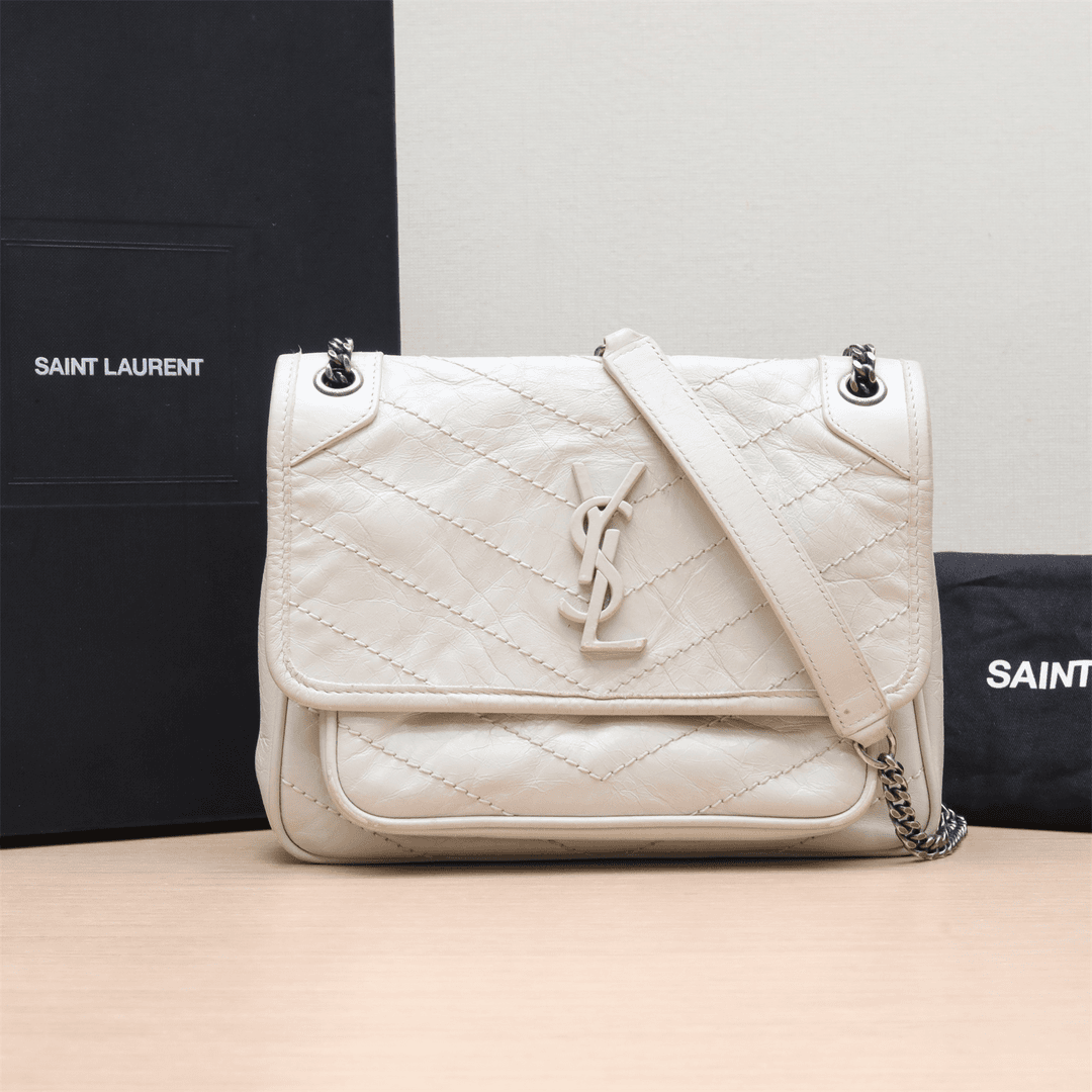 99新 YSL/圣罗兰 小花璐璐Niki Mini 21 D扣 皮革C