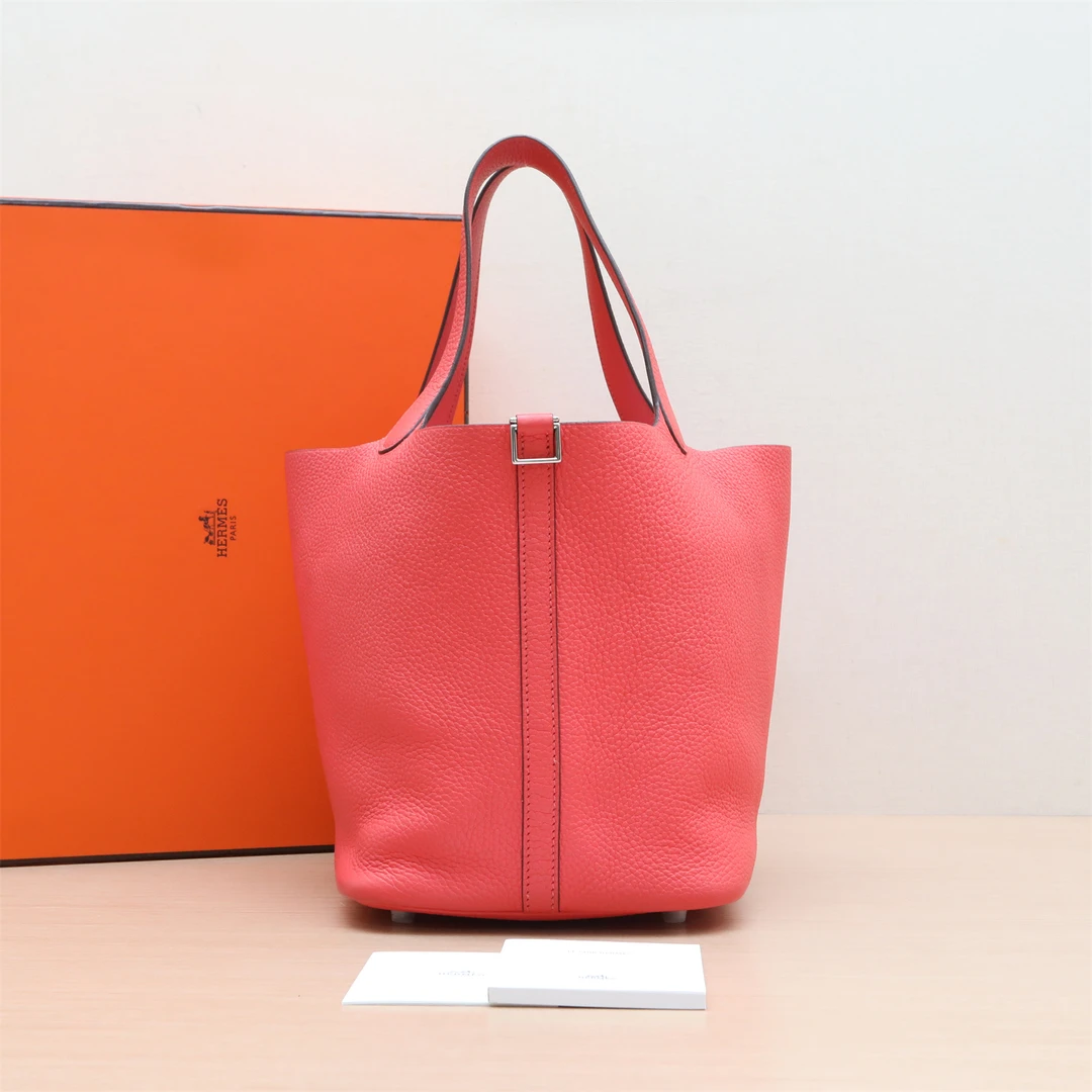 99新 Hermes/爱马仕 小花Jerry P244276339 菜篮子 22斋普尔粉D刻