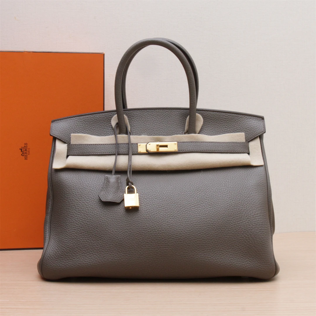 99新 Hermes/爱马仕 小花璐璐P213758446 Birkin35 锡器灰 T刻