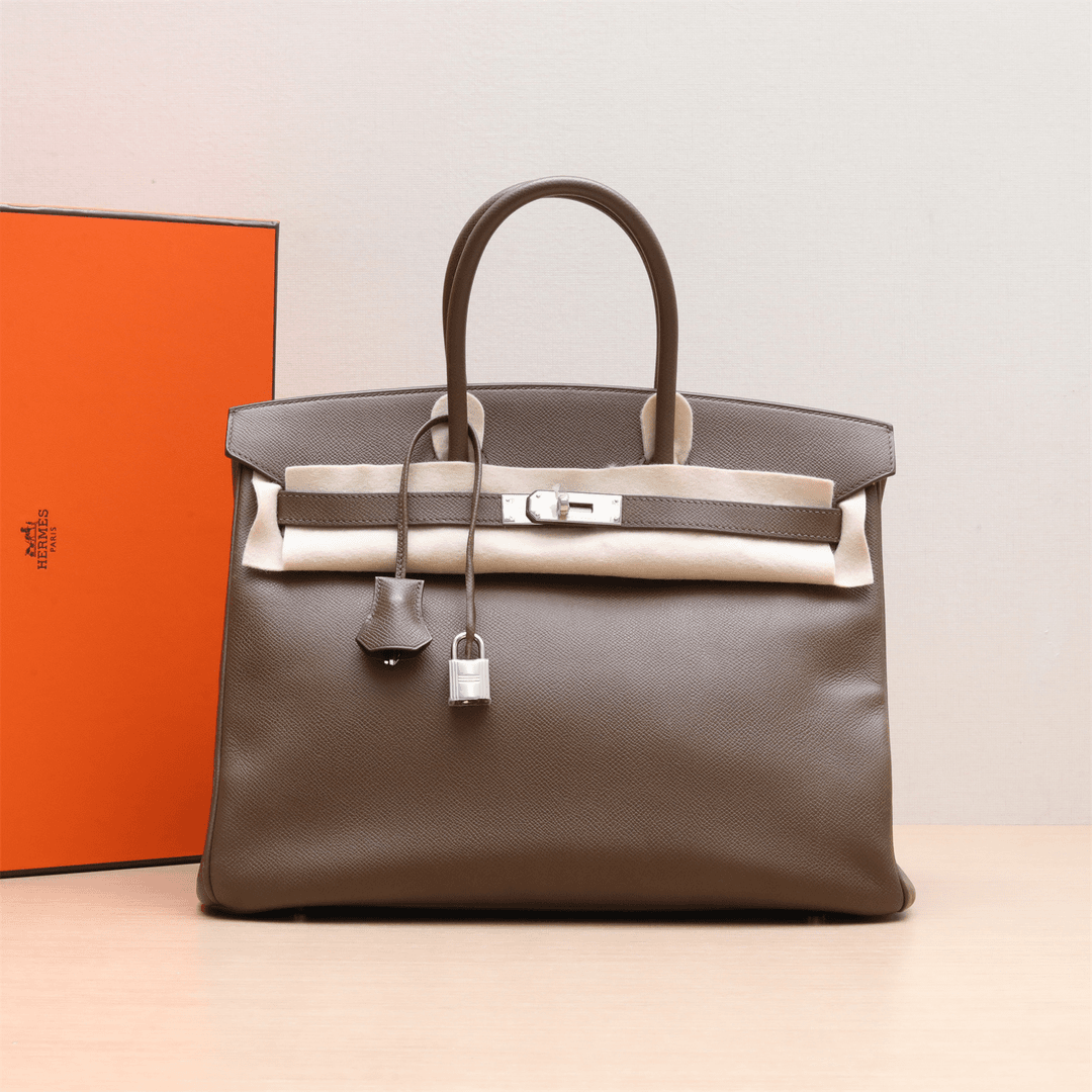 95新 Hermes/爱马仕 小花璐璐P224725952Birkin 35 18大象灰 框J