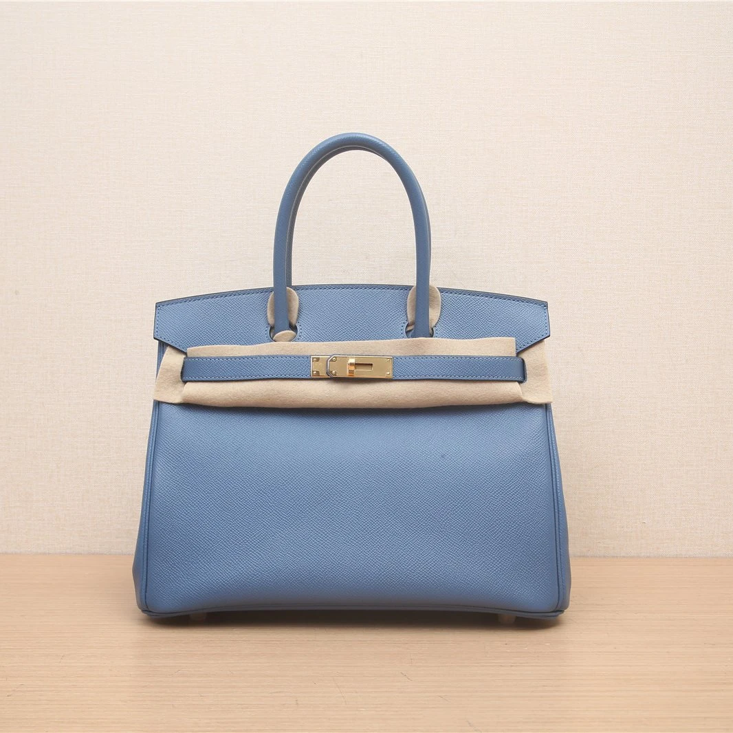 99新 Hermes/爱马仕 小花璐璐P202761366 Birkin 30 天青蓝 C刻