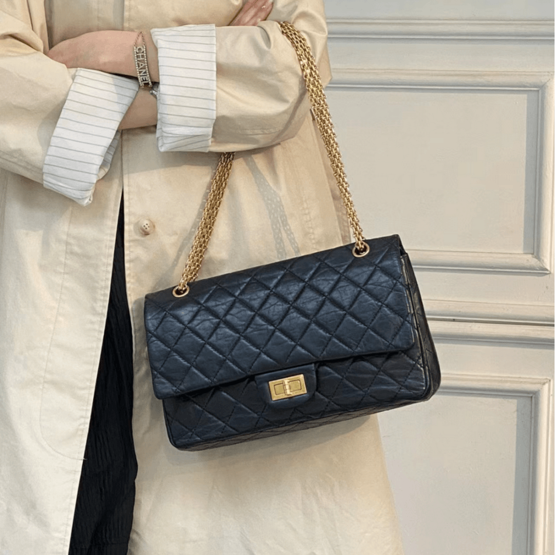 99新 Chanel/香奈儿 小花 Jerry P243238075 2.55 口盖包 大号