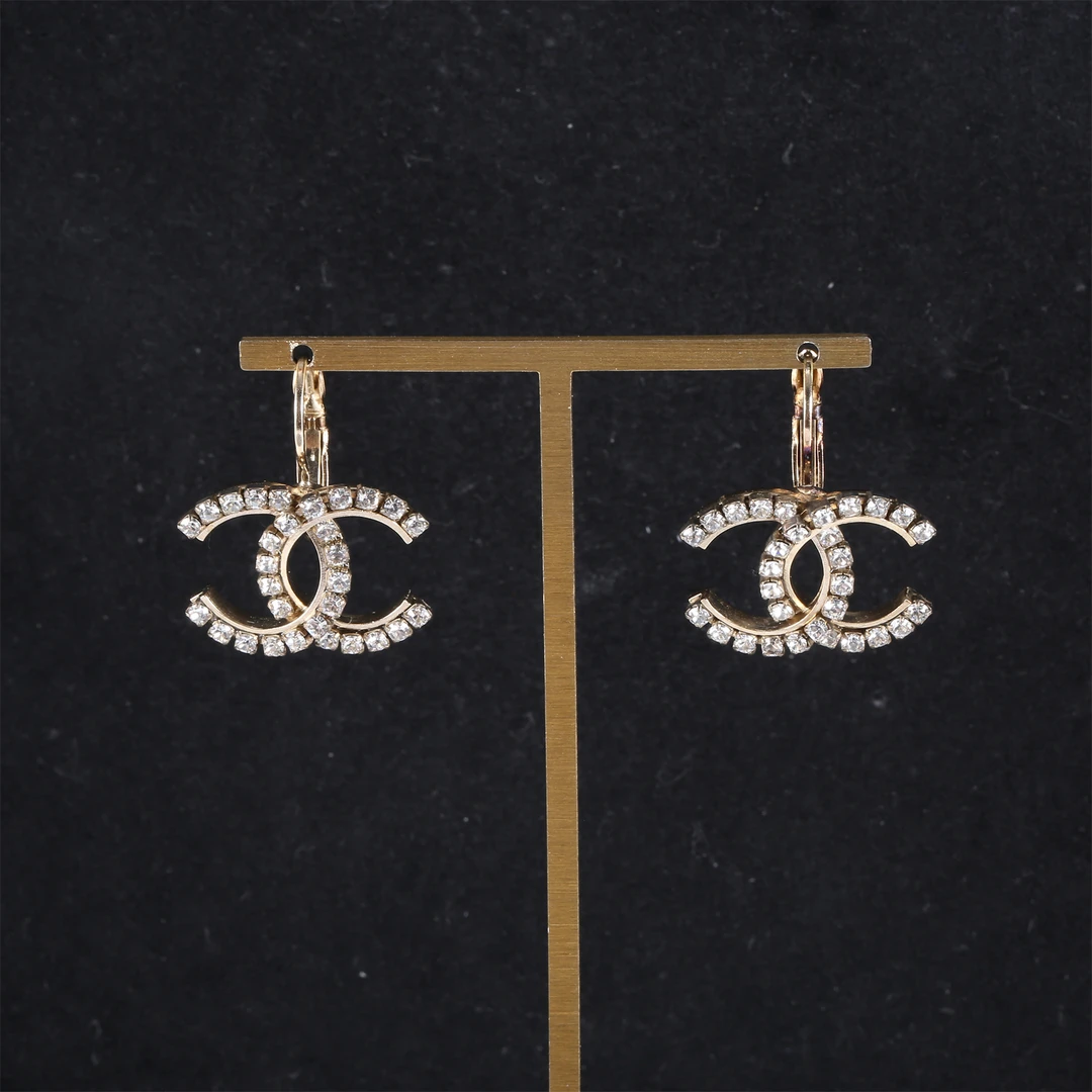 95新 Chanel/香奈儿 小花璐璐P224931034大双C钻耳钉 合金