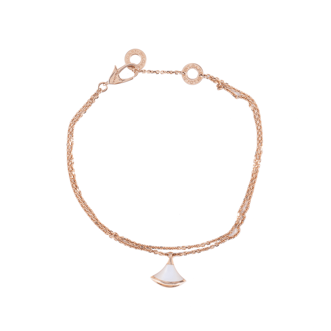99新 BVLGARI/宝格丽 【小花念念】白贝母 18K玫瑰金小扇子手链