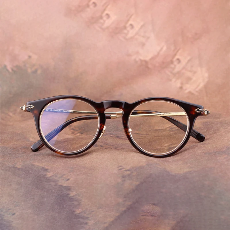 近视眼镜框架男复古圆框眼镜架大脸黑框板材眼睛框女配近视镜6122