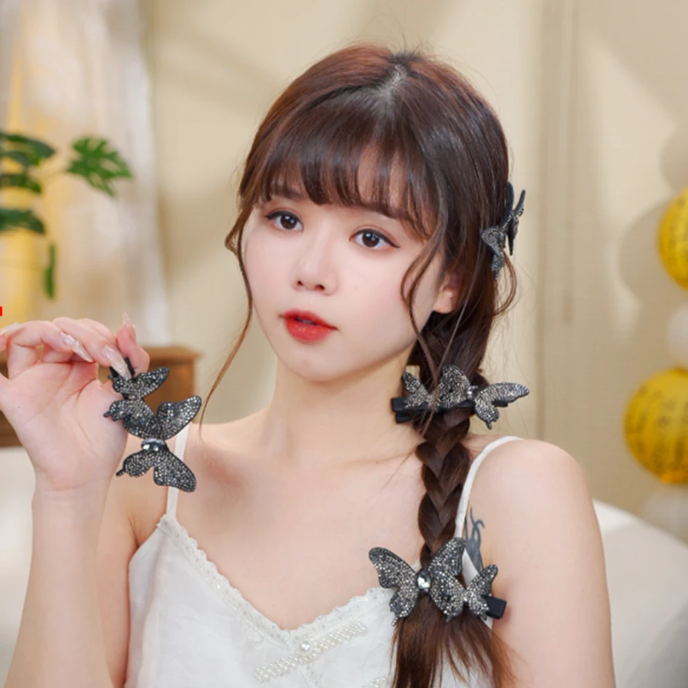 （清风）蝴蝶结闪耀钻精致名媛侧边夹超仙百搭刘海夹网红时尚发饰女