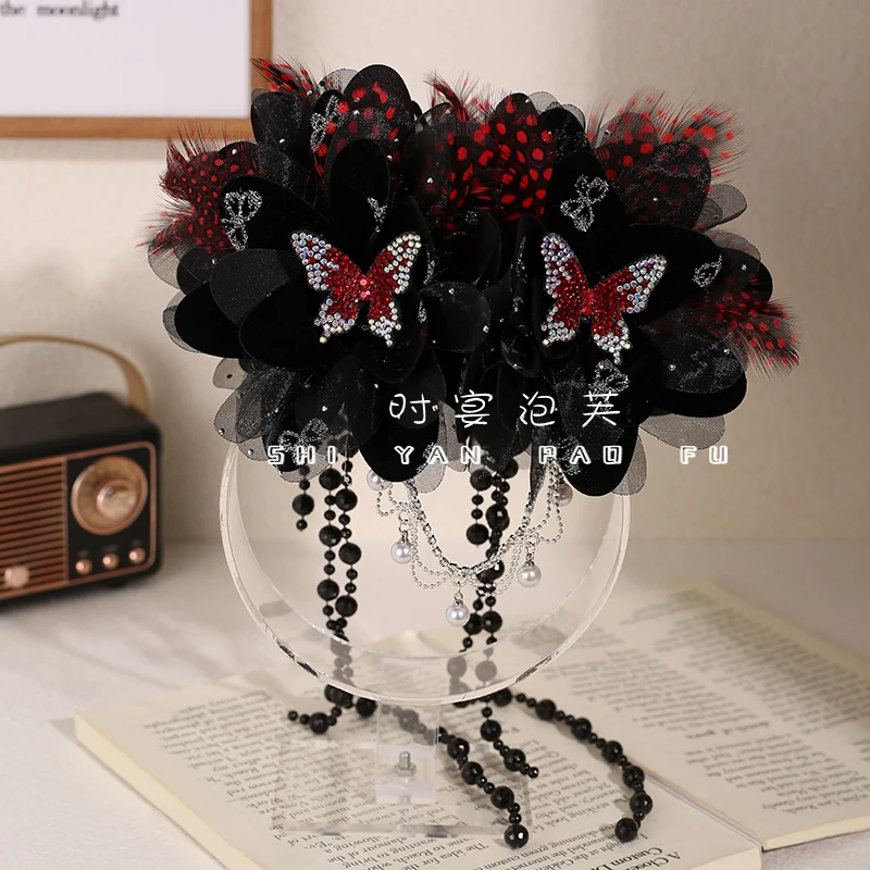 珠帘玉幕发饰头饰网红爆款2024新款蝴蝶流苏超大号发夹发量多抓夹