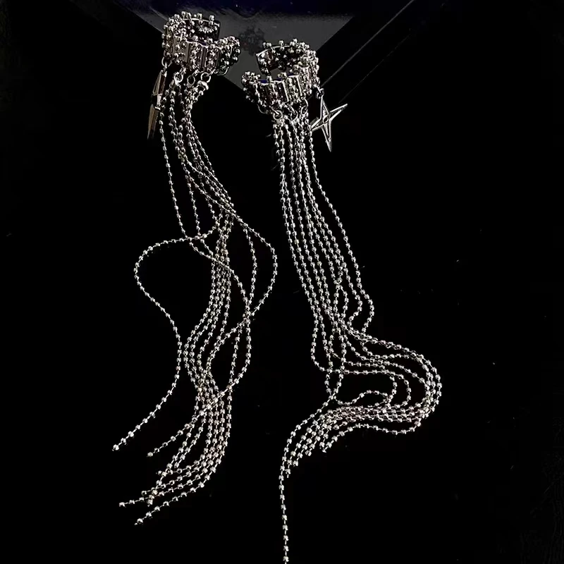 铜合金耳饰 （北极星）A32469长款流苏芒星耳骨夹无耳洞轻奢耳饰女