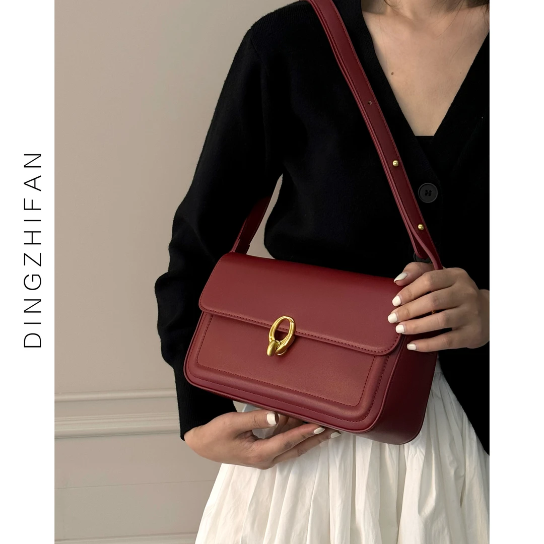 定制范 极简风法式复古红色小方包女新娘结婚包高级感单肩斜挎包