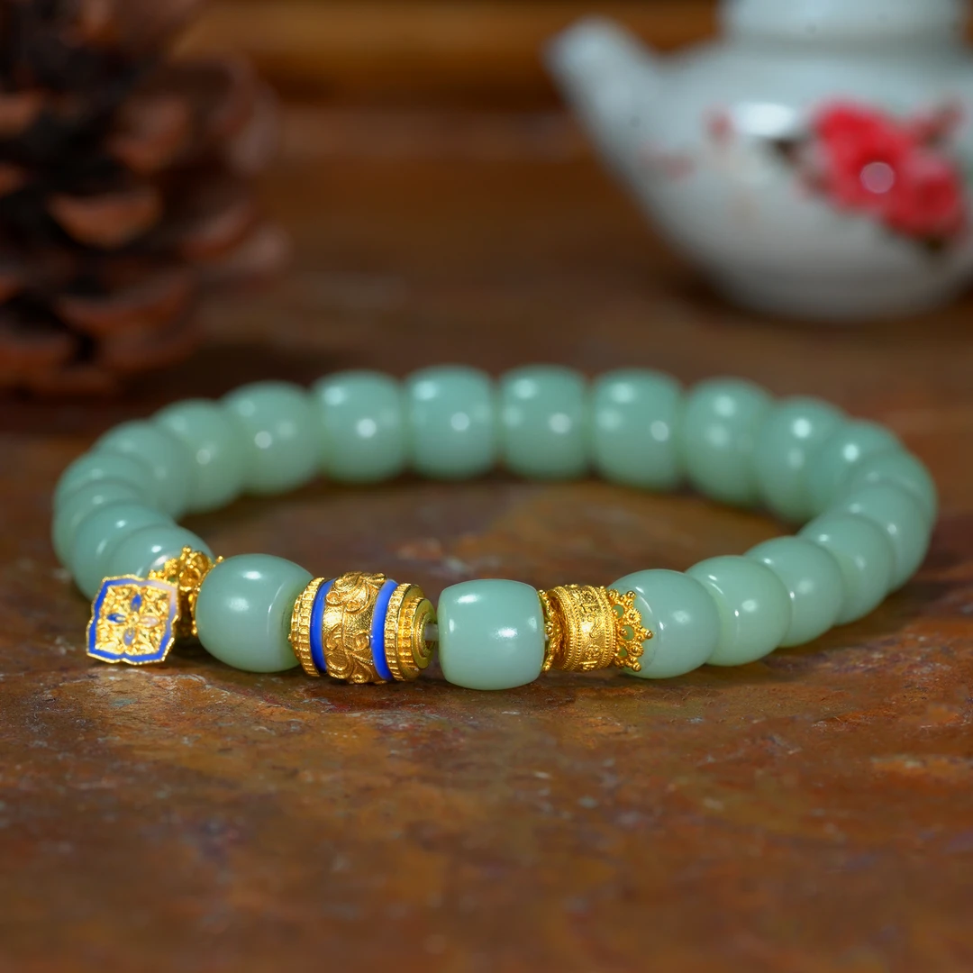 【婧婧精选】玉见汝瓷—稀有粉青瓷白手串DIY18K (平均每条克重:20g)