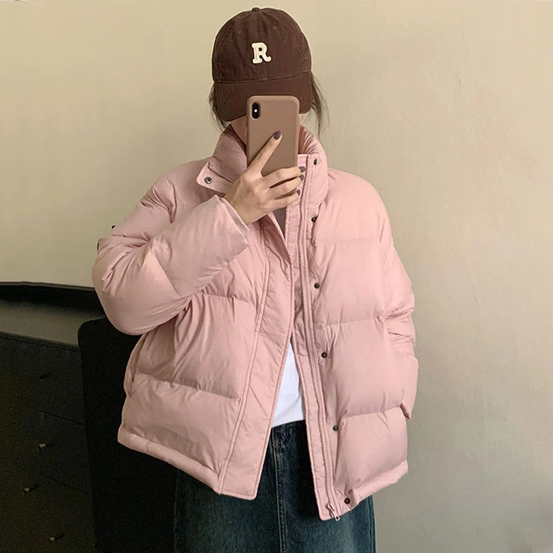 线下899！高颜值好物！立领加厚保暖大码女士羽绒服ins韩版纯色短