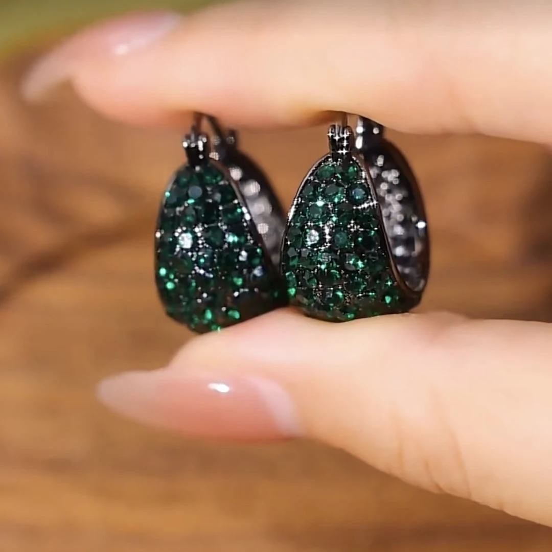 铜合金合成锆石耳饰 新1036满钻绿色