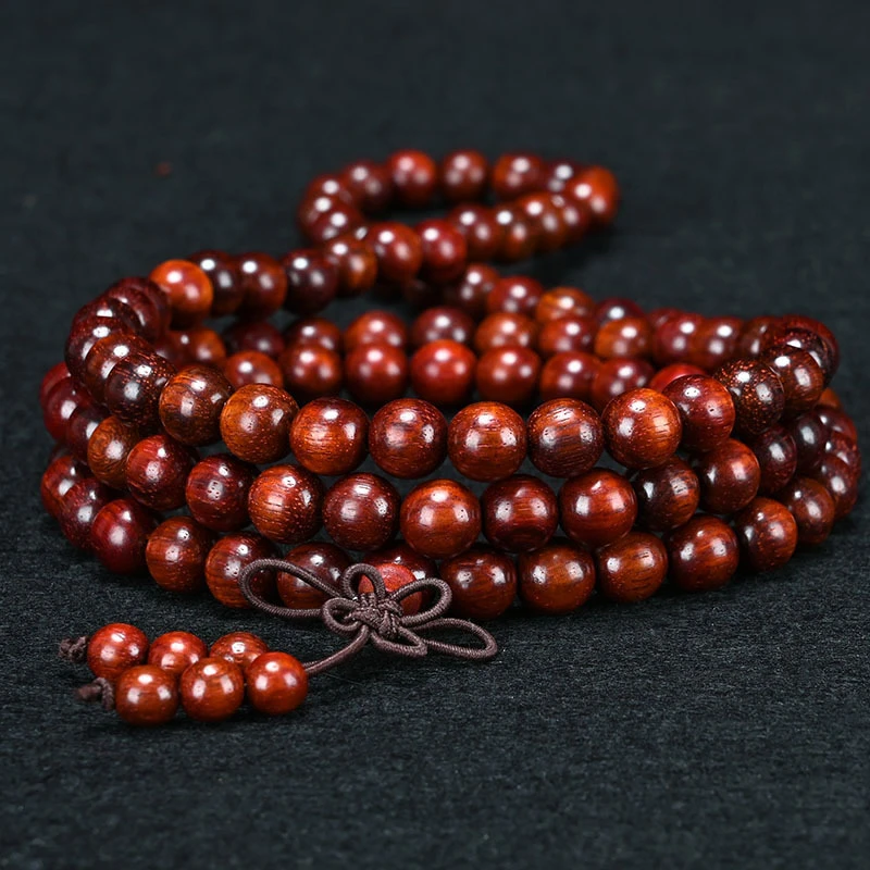 赞比亚血檀念珠精品同料顺纹高油密男女情侣手串小孔精美打磨手工