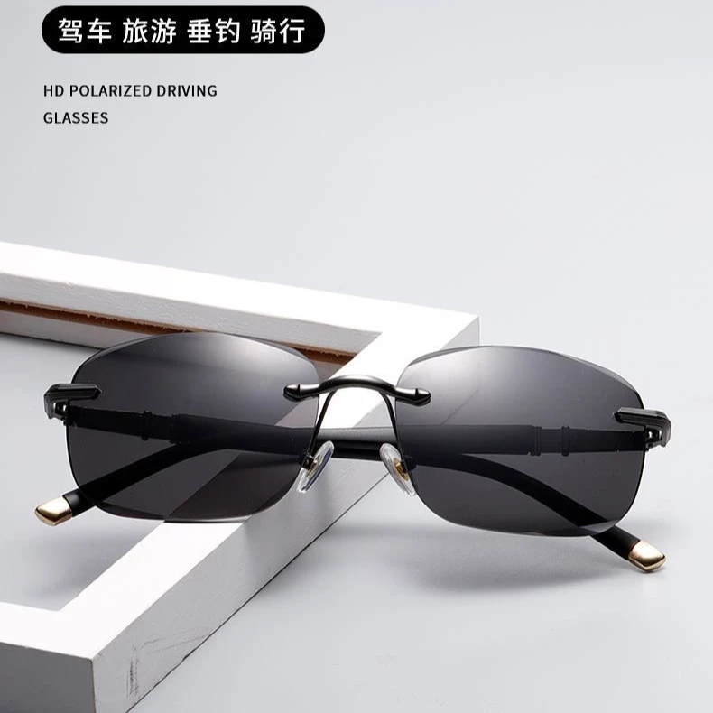 【男士墨镜】专为成熟男士设计新款无框切边墨镜开车潮流太阳镜