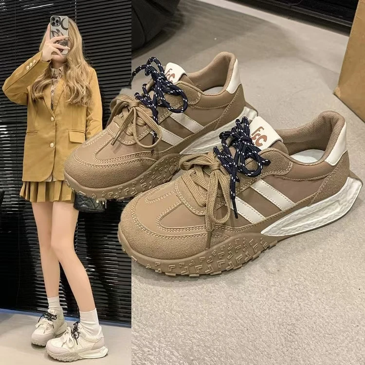ins韩版新款老爹鞋女2024秋学生运动跑步鞋休闲厚底增高鞋