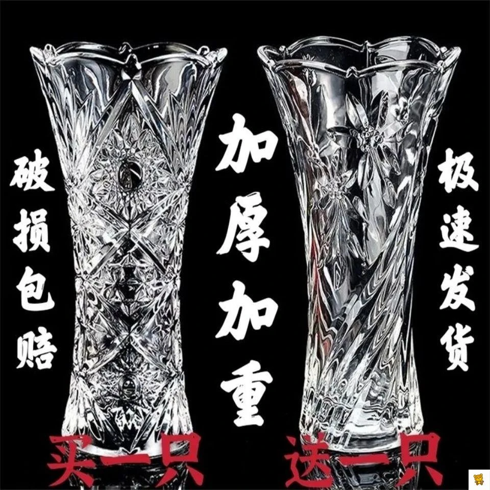 银柳专用花瓶加厚大号花瓶玻璃透明客厅摆件水培植物富贵竹百合插