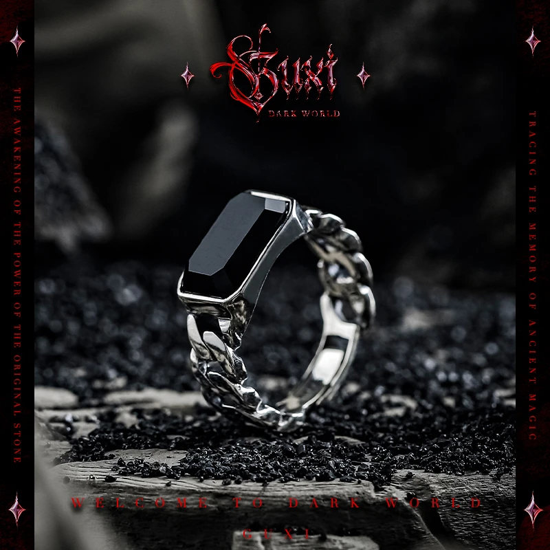 GUXI/古西 925银戒指 【维度】冷淡风指环男生高级感小众设计开口戒