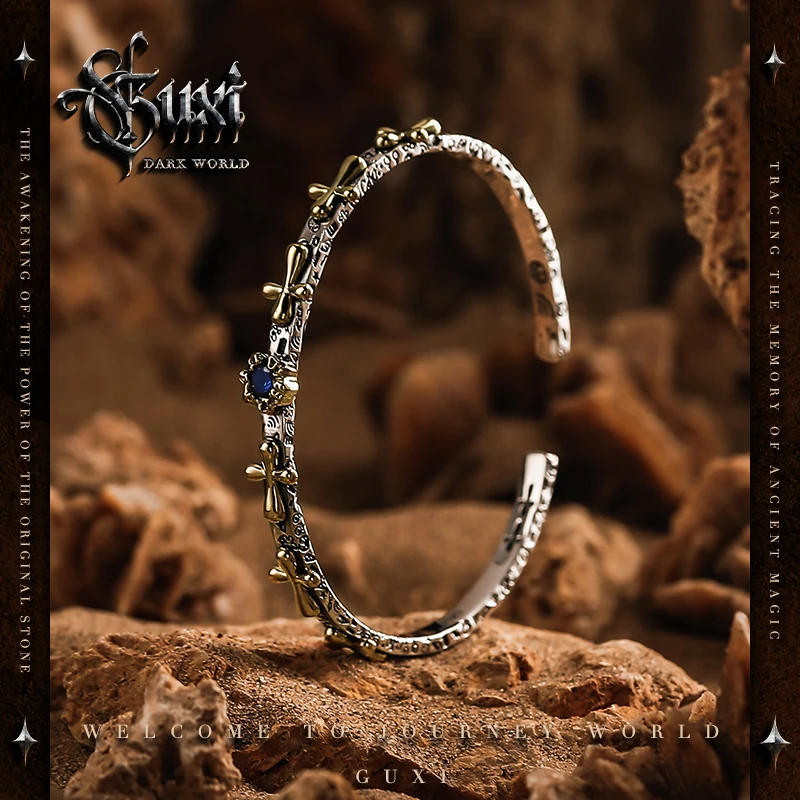 GUXI/古西 925银手镯 【幻想】复古手工饰品男高级感手环小众个性