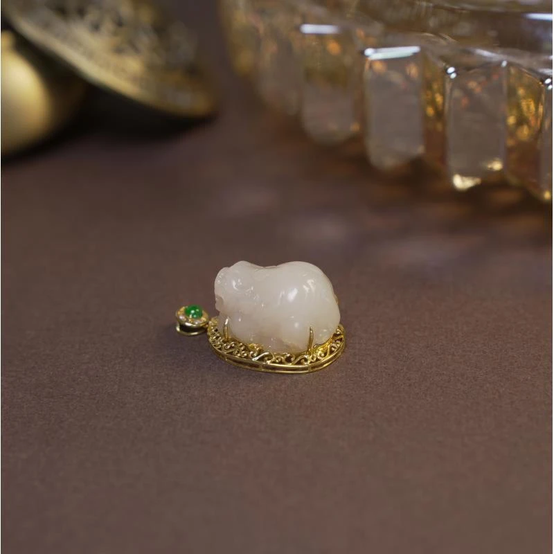 【不二】和田玉藕粉貔貅吊坠 AF3832