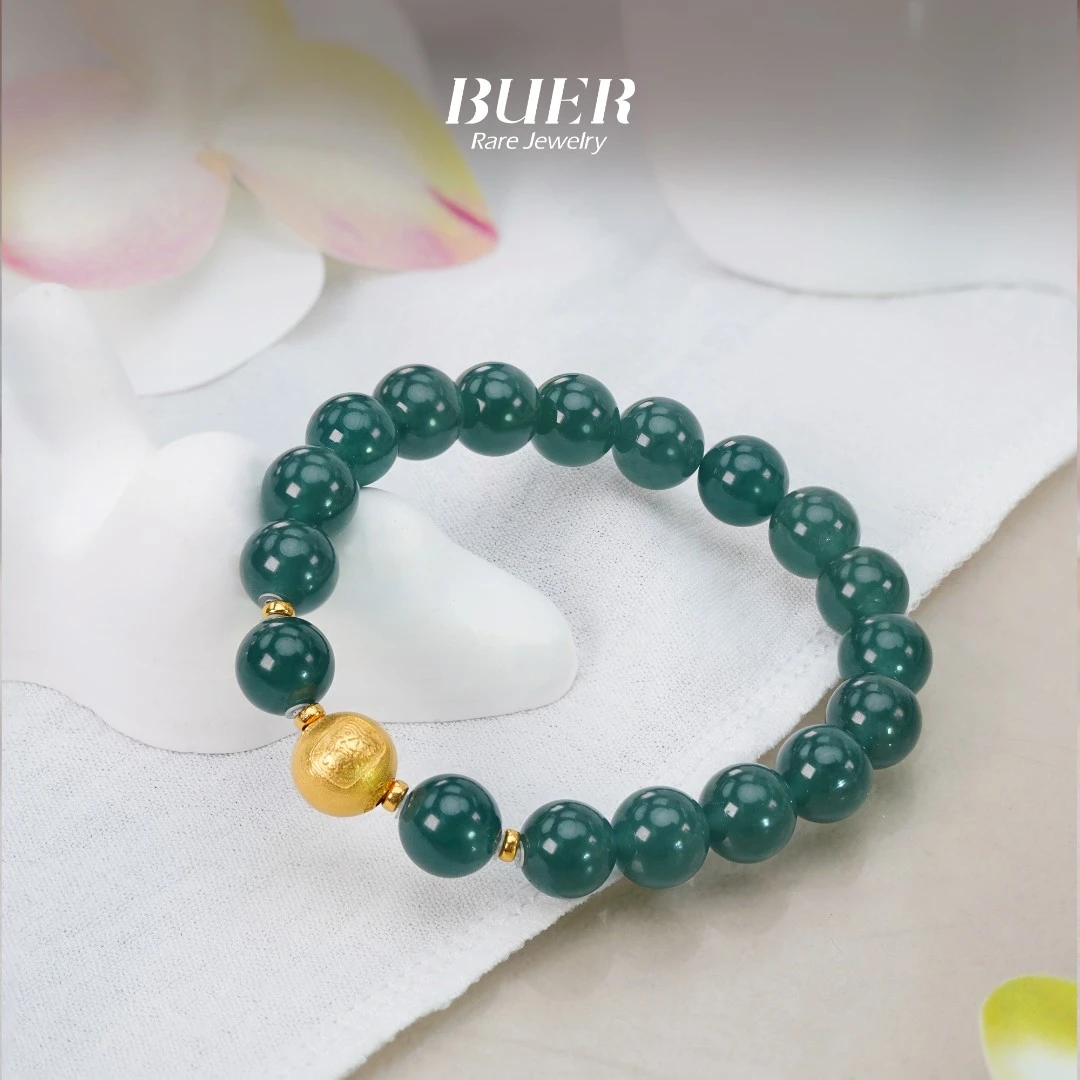 【不二】翡翠18k金DIY单圈手串9mm+